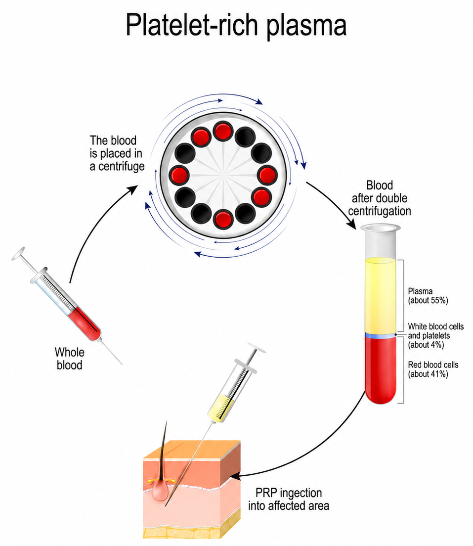 PRP preparation using sterile centrifugation tubes