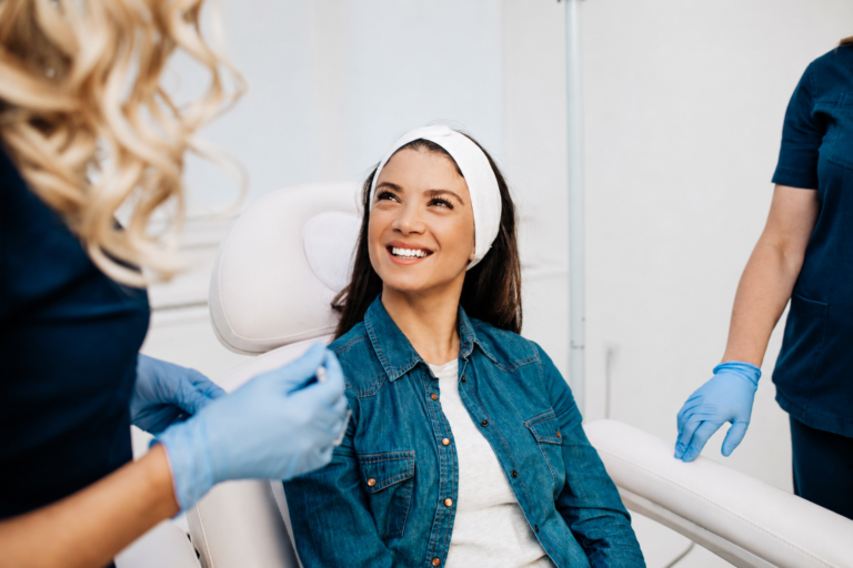 Expert practitioner performing anti-wrinkle injections treatment
